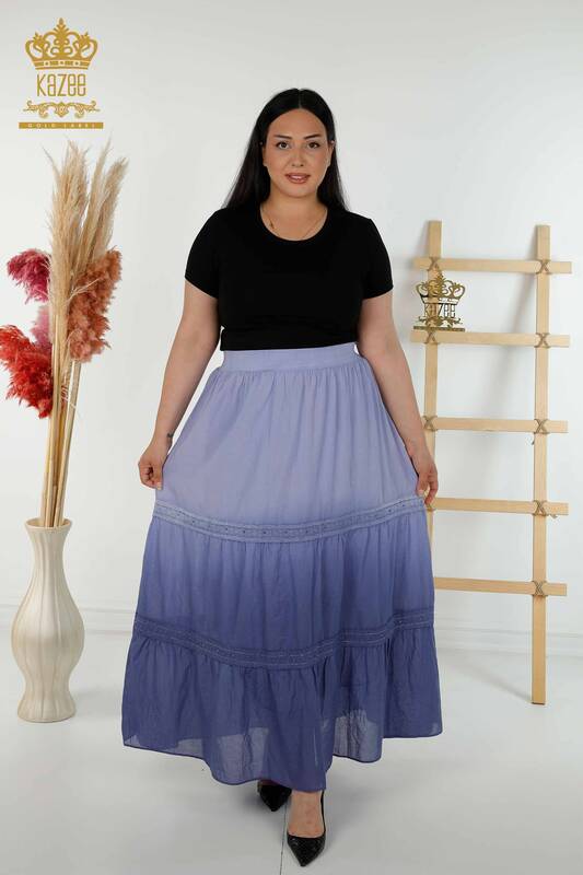 Женская юбка оптом - Переход цвета - Индиго - 20442 | КАZEE