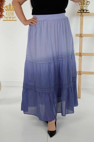 Kazee - Женская юбка оптом - Переход цвета - Индиго - 20442 | КАZEE (1)