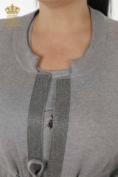 Женский жилет оптом - Детальный карман - Серый - 30299 | КАZEE - Thumbnail