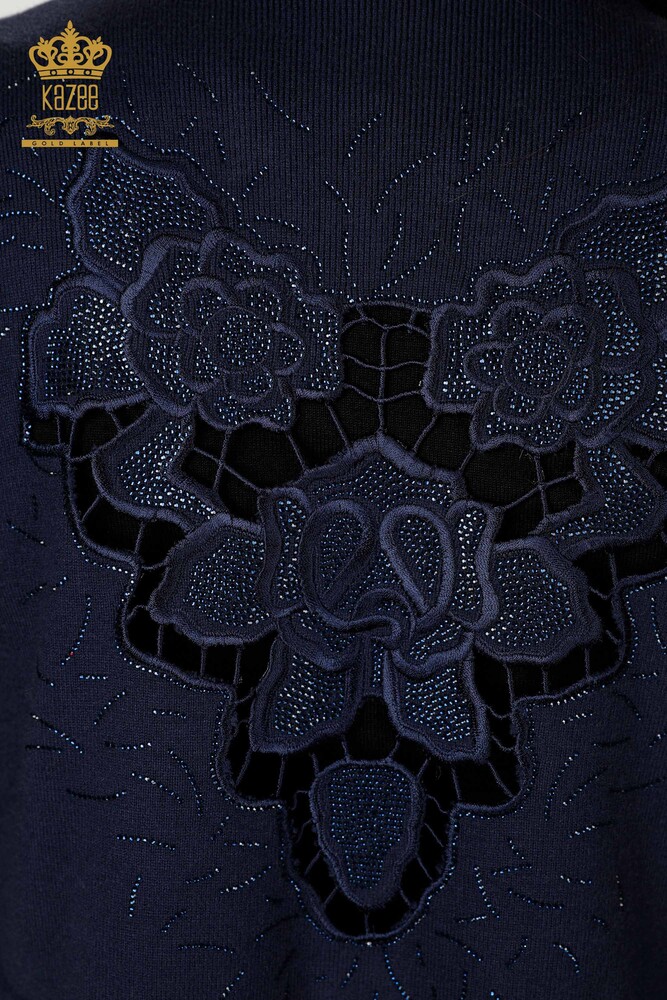 женский жилет оптом с вышивкой камнем темно-синий - 16830 | КАZEE - 8