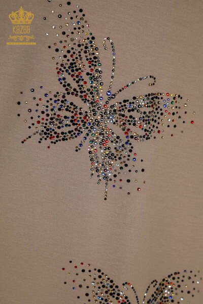 оптом Женская блузка с рисунком бабочки из норки - 79364 | КАZЕЕ - Thumbnail