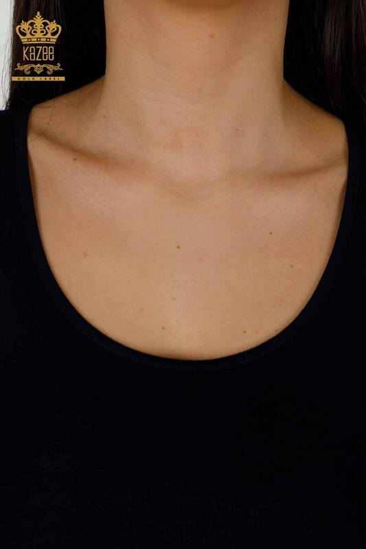 женская блузка оптом - без рукавов - базовая - темно-синяя - 79262 | КАZEE