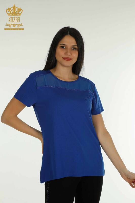 Женская блузка оптом из тюля с подробным описанием Saks - 78996 | КАZЕЕ