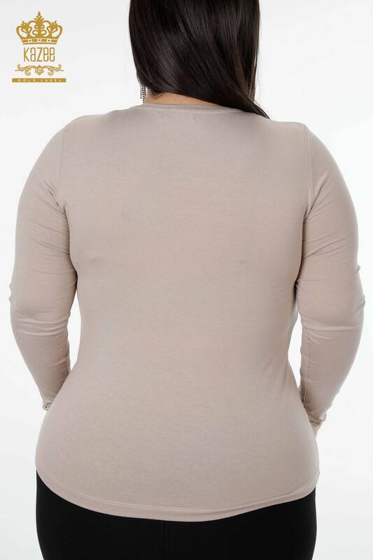 женская блузка оптом из норки с вышивкой камнем - 79011 | КАZEE