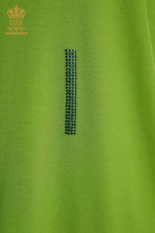 Женская блузка оптом - Вышитая камнем - Зеленая - 79365 | КАZЕЕ
