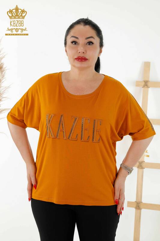 женская блузка оптом - с коротким рукавом - желтовато-коричневая - 78804 | КАZEE
