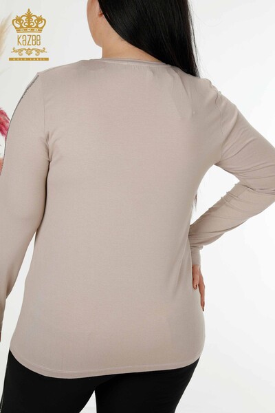женская блузка оптом из норки, вышитая хрустальным камнем - 79048 | КAZEE - Thumbnail