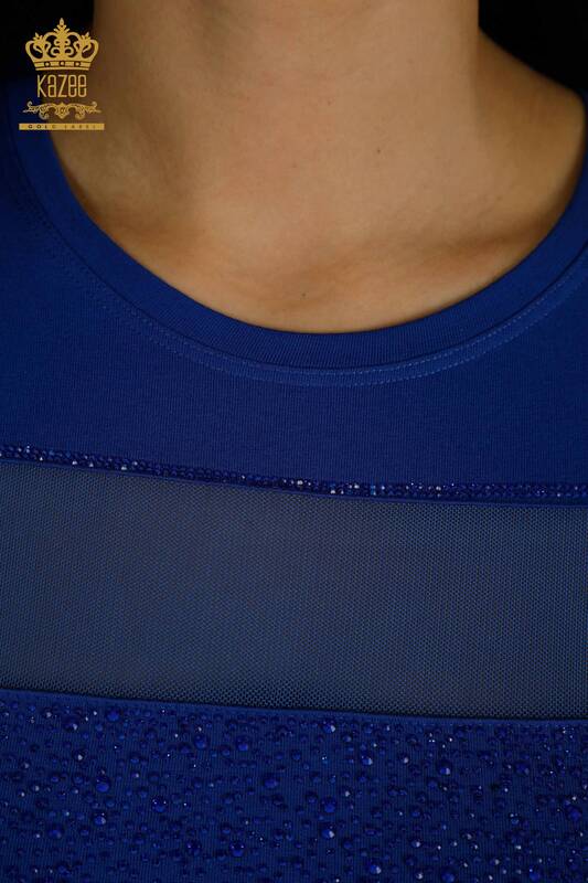 Женская блузка оптом - Кристалл Вышитый камень - Темно-синий - 79101 | КАZEE