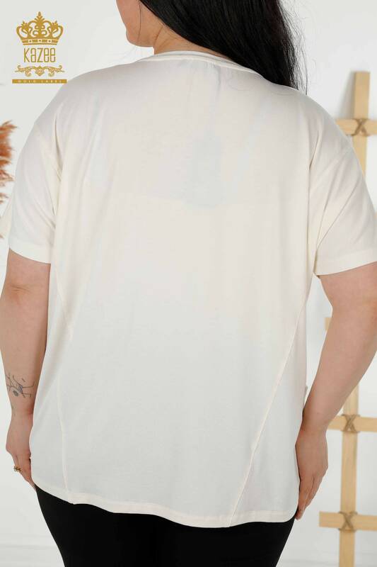 Женская блузка оптом - Два кармана - Экрю - 79294 | КАZEE