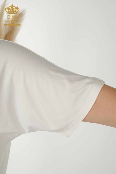 женская блузка оптом - с коротким рукавом - экрю - 79349 | КАZEE - Thumbnail