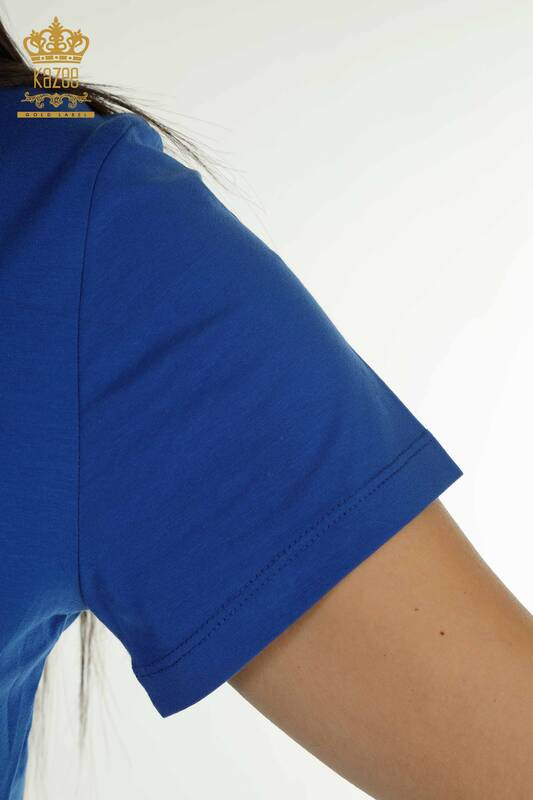 женская блузка оптом - с коротким рукавом - темно-синяя - 79178 | КАZEE