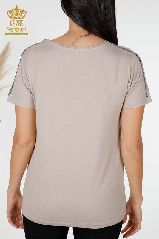 женская блузка оптом с рисунком бежевая - 78925 | КАZEE
