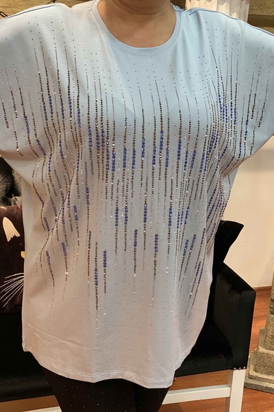 женская блузка оптом с вышивкой кристаллами - 77117 | Каzee - Thumbnail