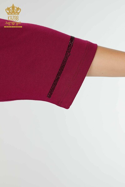 женская блузка оптом сиреневая с вышивкой кристаллами - 78944 | КАZЕЕ - Thumbnail