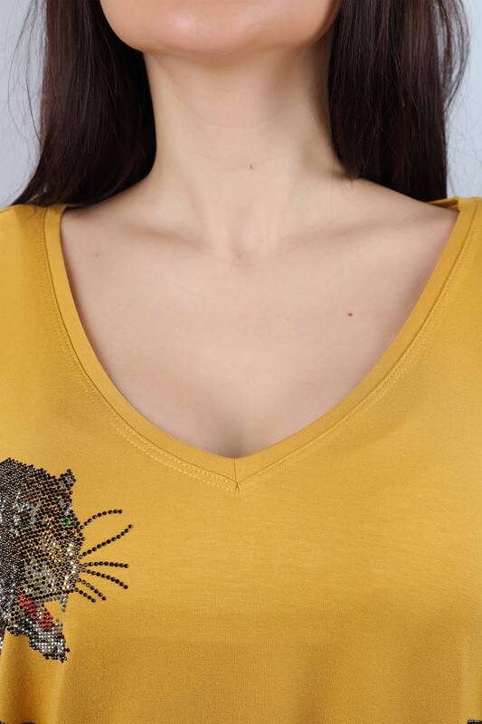 оптом женские чесаные хлопчатобумажные тигровые узоры с вышивкой - 77546 | КАZЕЕ