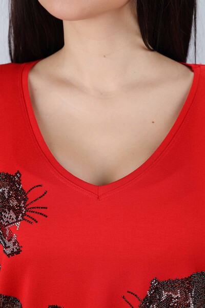 оптом женские чесаные хлопчатобумажные тигровые узоры с вышивкой - 77546 | КАZЕЕ - Thumbnail
