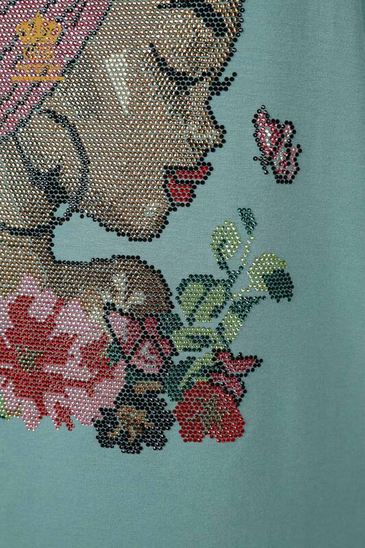 женская блузка оптом цветная вышивка мятным камнем - 78913 | КАZЕЕ