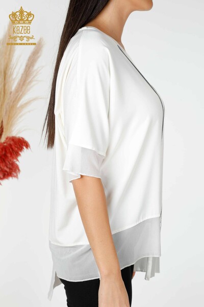 женская блузка оптом цветочный узор экрю - 79028 | КАZЕЕ - Thumbnail