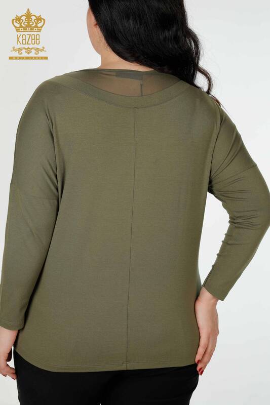 женская блузка оптом с цветочным узором цвета хаки - 78848 | КАZEE