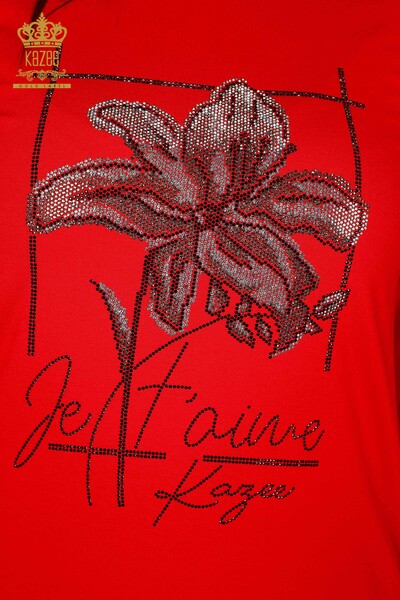 женская блузка оптом цветочный узор красный - 79014 | КАZЕЕ - 3