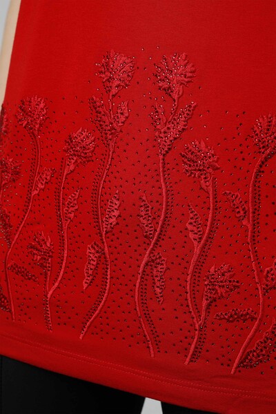 Оптовая женская вышивка из гребенного хлопка с цветочным узором - 77635 | КАZЕЕ - Thumbnail