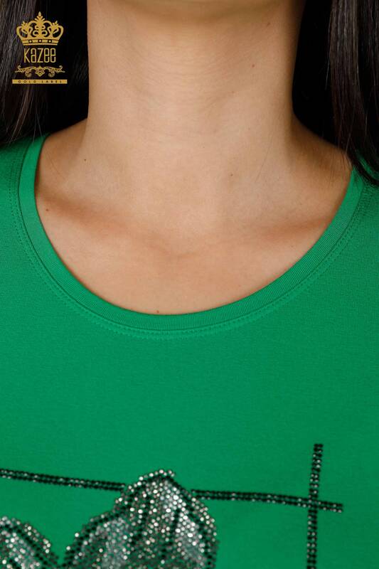 женская блузка оптом цветочный узор зеленый - 79014 | КАZЕЕ