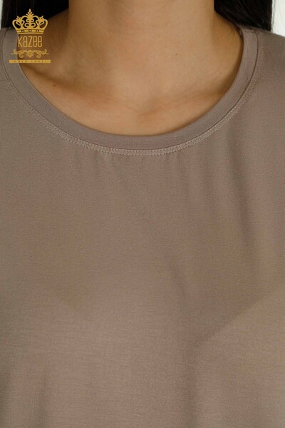Женская блузка оптом - Детальный тюль - Норка - 79390 | КАZEE - Thumbnail