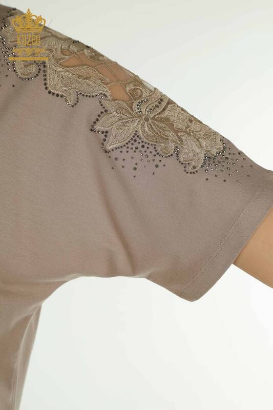 Женская блузка оптом - Детальный тюль - Норка - 79390 | КАZEE