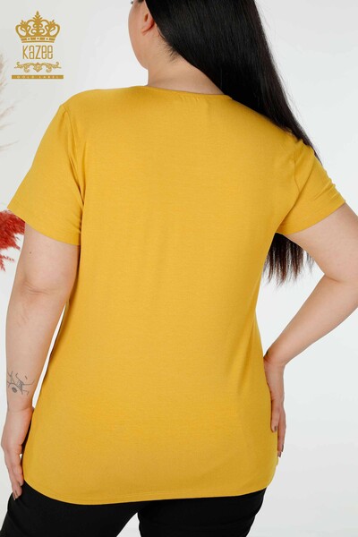 женская блузка оптом тюль подробно шафран - 78996 | КАZEE - Thumbnail