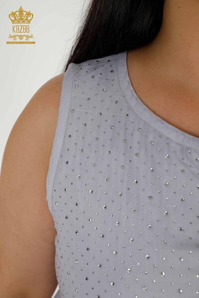 Оптовая женская блузка без рукавов серая - 79218 | КАZЕЕ - Thumbnail