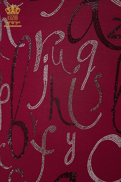 женская блузка оптом Письмо подробный фиолетовый - 78833 | КАZEE - 4