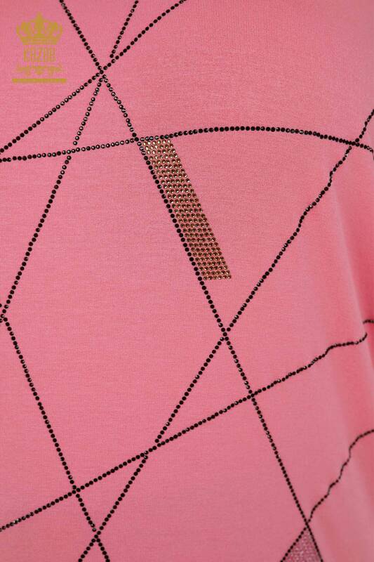 женская блузка оптом - с коротким рукавом - розовая - 79288 | КАZEE
