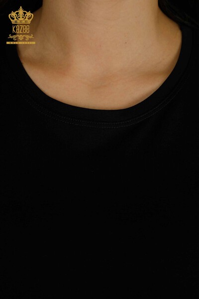женская блузка оптом - с коротким рукавом - темно-синий - 79178 | КАZEE - Thumbnail