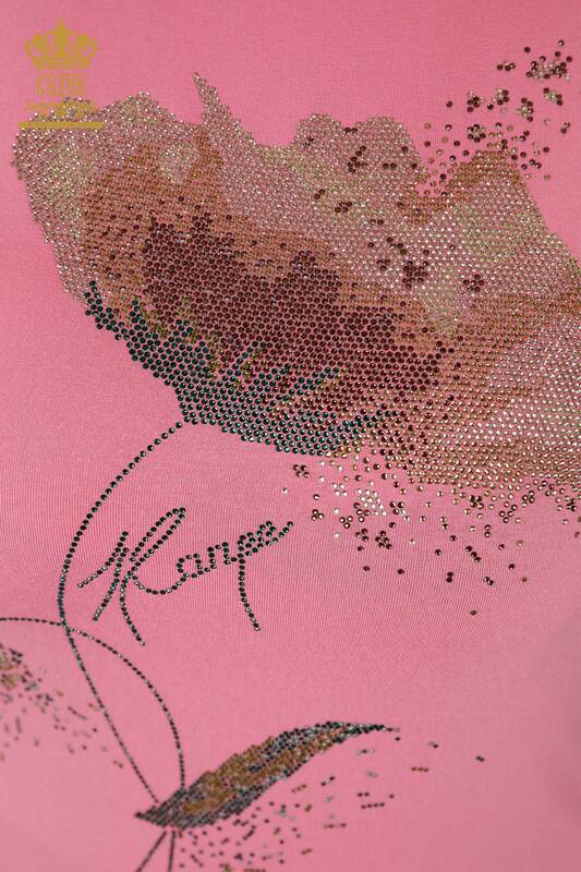 женская блузка оптом цветной розовый камень с вышивкой - 78924 | КАZEE