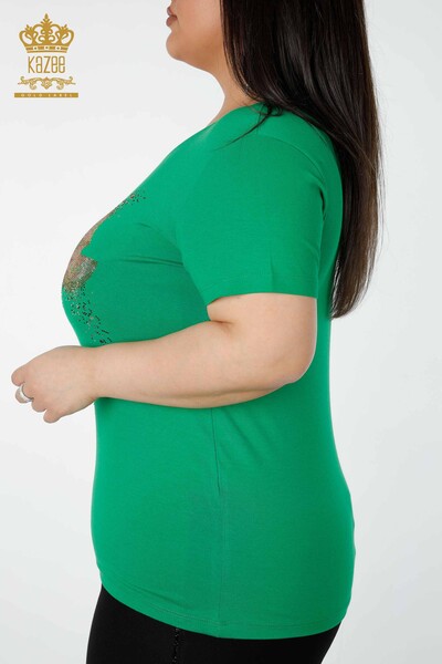 женская блузка оптом цветной камень вышитый зеленый - 78924 | КАZEE - Thumbnail