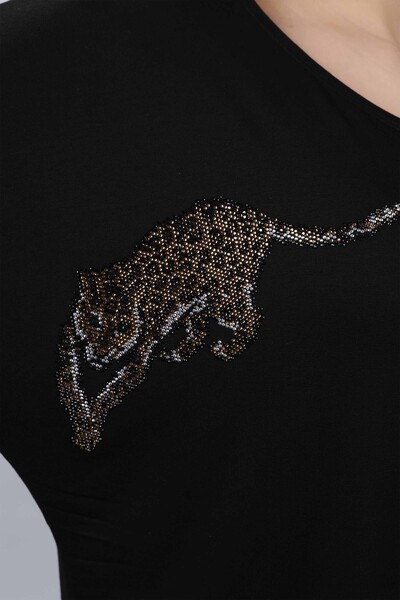 оптом женская вышивка из чесаного хлопка с леопардовым рисунком - 77703 | КАZЕЕ - Thumbnail