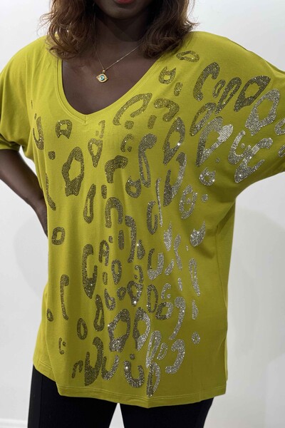 Женская блузка с леопардовым принтом и рукавом «летучая мышь» оптом - 77473 | КАZЕЕ - Thumbnail