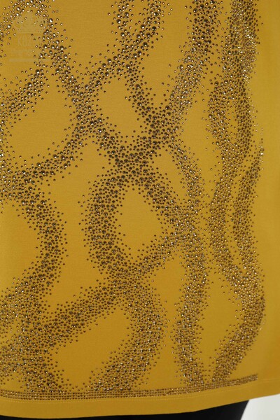 женская блузка оптом - с рисунком - с коротким рукавом - шафран - 79070 | КАZEE - 3