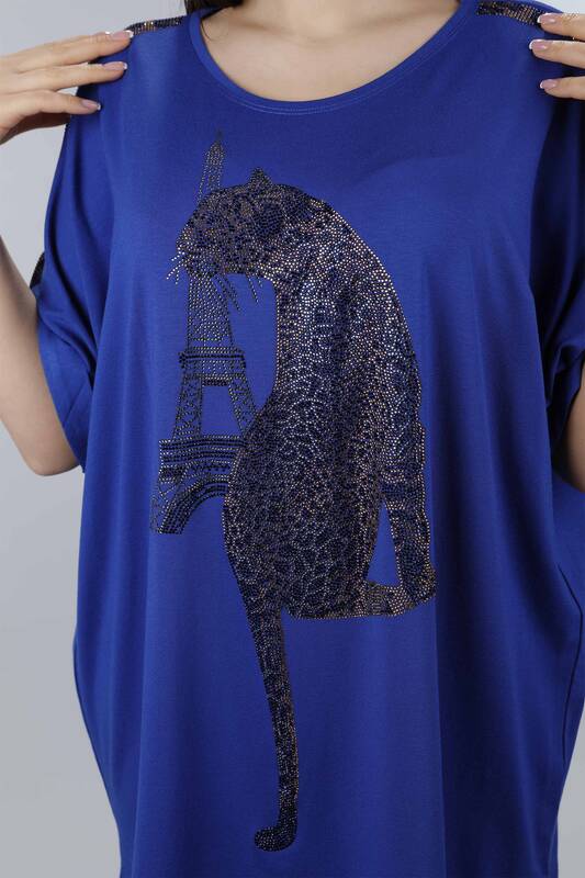 оптовая продажа женщин из чесаного хлопка с вышивкой тигра и леопарда с двойным рукавом - 77646 | КАZЕЕ