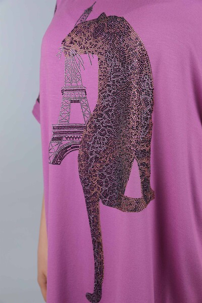 оптовая продажа женщин из чесаного хлопка с вышивкой тигра и леопарда с двойным рукавом - 77646 | КАZЕЕ - Thumbnail