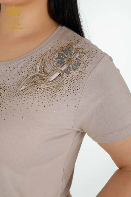 женская блузка оптом с цветочным узором из норки - 78922 | КАZEE