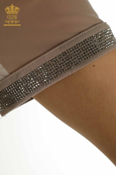 женская блузка оптом - цветочный узор - норка - 79290 | КАZEE - 6