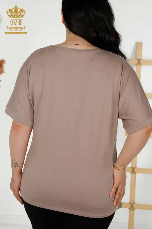 женская блузка оптом - цветочный узор - норка - 79307 | КАZEE