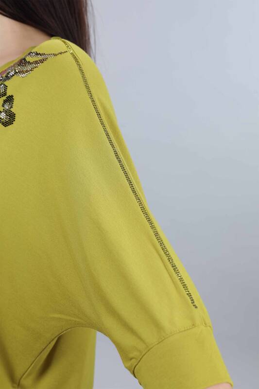 Женская оптовая продажа чесаного хлопка с круглым вырезом и цветочным принтом - 77867 | КАZЕЕ