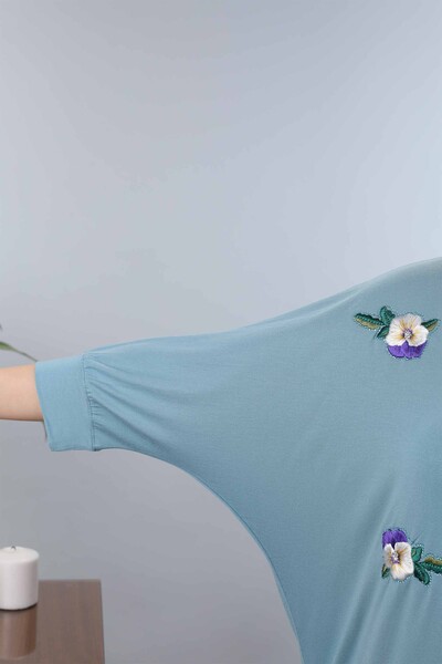 оптом женские чесаные хлопчатобумажные вышитые с цветочным узором - 77902 | КАZЕЕ - Thumbnail