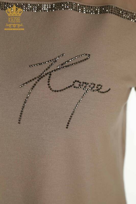 Женская блузка оптом - Детальный тюль - Норка - 78996 | КАZEE