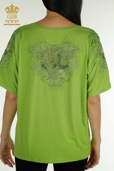 женская блузка оптом - тюль подробно - зеленый - 79390 | КАZEE - Thumbnail