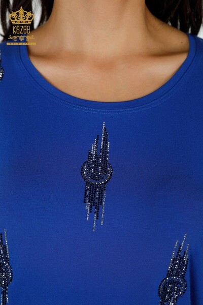 женская блузка оптом с рисунком - цвет электрик - 79043 | КАZEE - Thumbnail