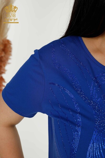 Женская блузка оптом - Вышитая камнем - Saks - 79329 | КАZEE - Thumbnail