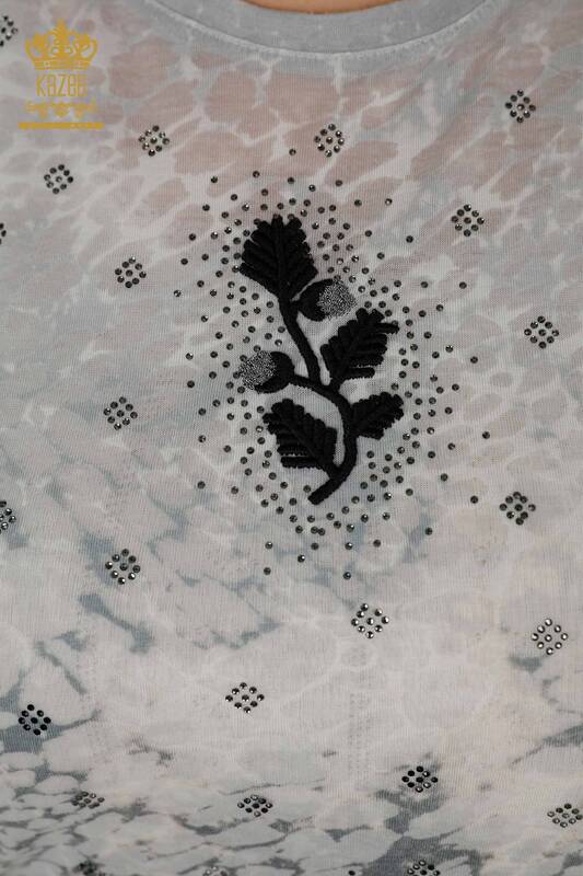 Женская блузка с узором в виде листьев серого цвета - 79130 | КАZЕЕ